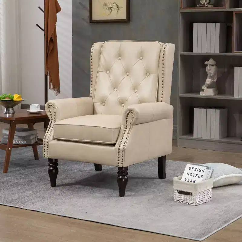 Accent Chair for Bedroom, Modern Wood Frame Armchair with Sturdy Wood Legs for Living Room