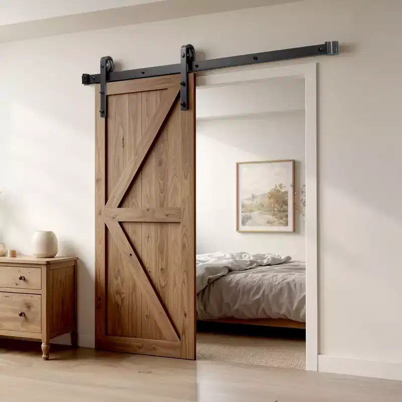 VEVOR 6FT Sliding Barn Door Hardware Kit, 330LBS Weight Capacity, Compatible with 36 In Max Width & 1-3/8 to 1-3/4 In Single Sliding Barn Door, Black