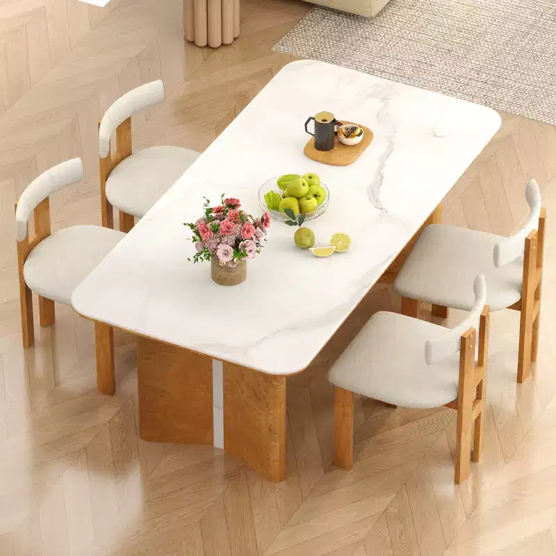 Costway Dining Chair Set of 4 Upholstered Kitchen Chair w/ Padded Seat & Curved Backrest