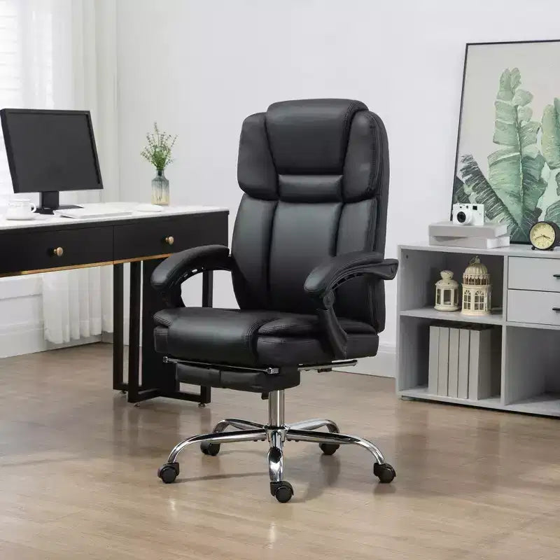 Vinsetto Massage Office Chair with Heat, Adjustable Height and Footrest, PU Leather Comfy Computer Desk Chair