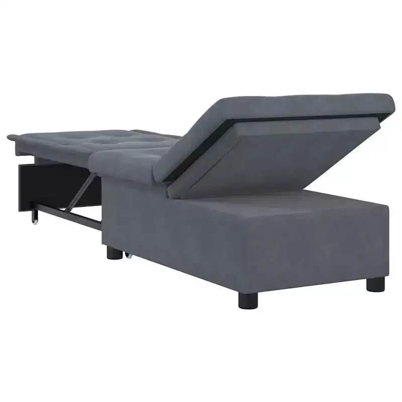 Sofa Bed Dark gray 67 x 194 x 38 cm Velvet