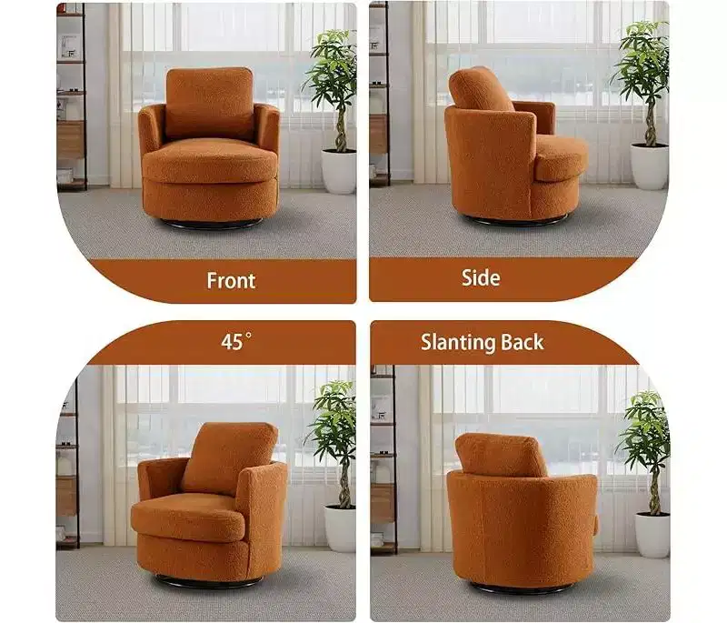 GDFStudio Bertha Swivel Boucle Upholstered 32 Wood and Steel Chair