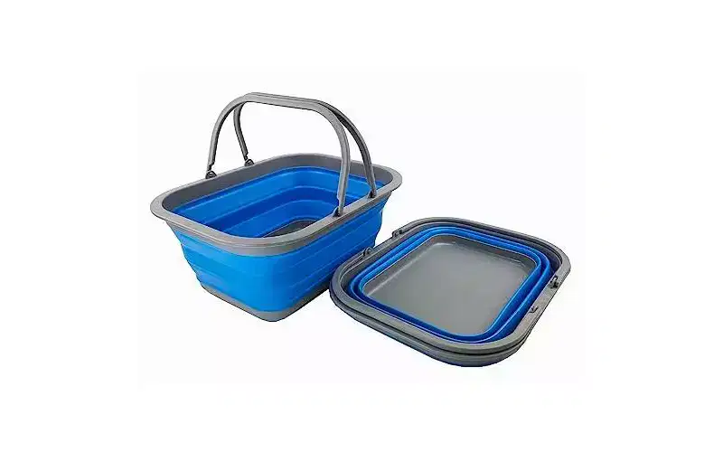SAMMART 15L (4 gallons) Set of 2 Collapsible Plastic Washing Tub with Handles/Handy Basket