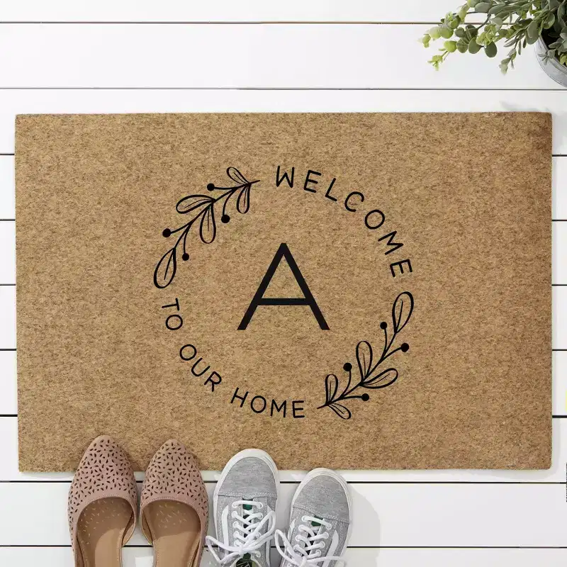 Personalization Mall Welcome Wreath Personalized 18x27 Synthetic Coir Doormat