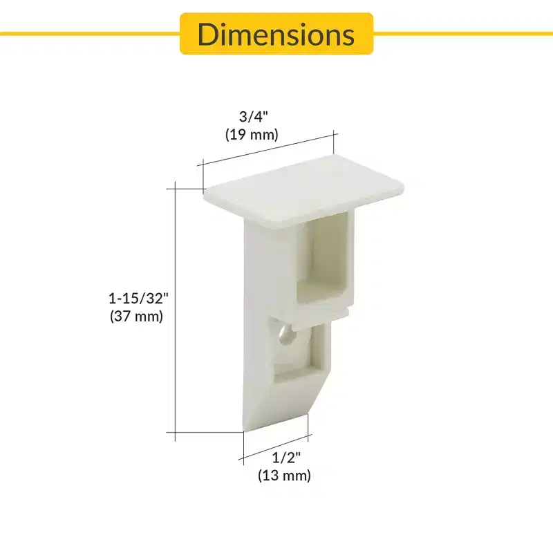 Brixwell Sash Guide Plastic Construction, 1-15/32 Height 3/4 Top Width 1/2 Bottom Width Window Channel Component Replacement Hardware White Finish