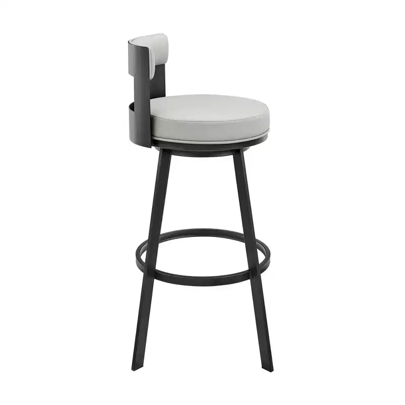 Armen Living 26 Flynn Metal with Faux Leather Swivel Counter Height Barstool