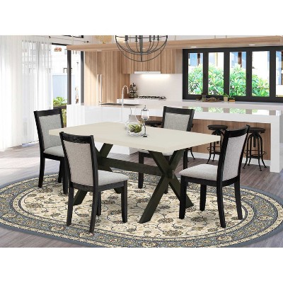 HomeStock 5-Piece Natural Oak Finish Solid Wood Top Dining table with 4 Chairs