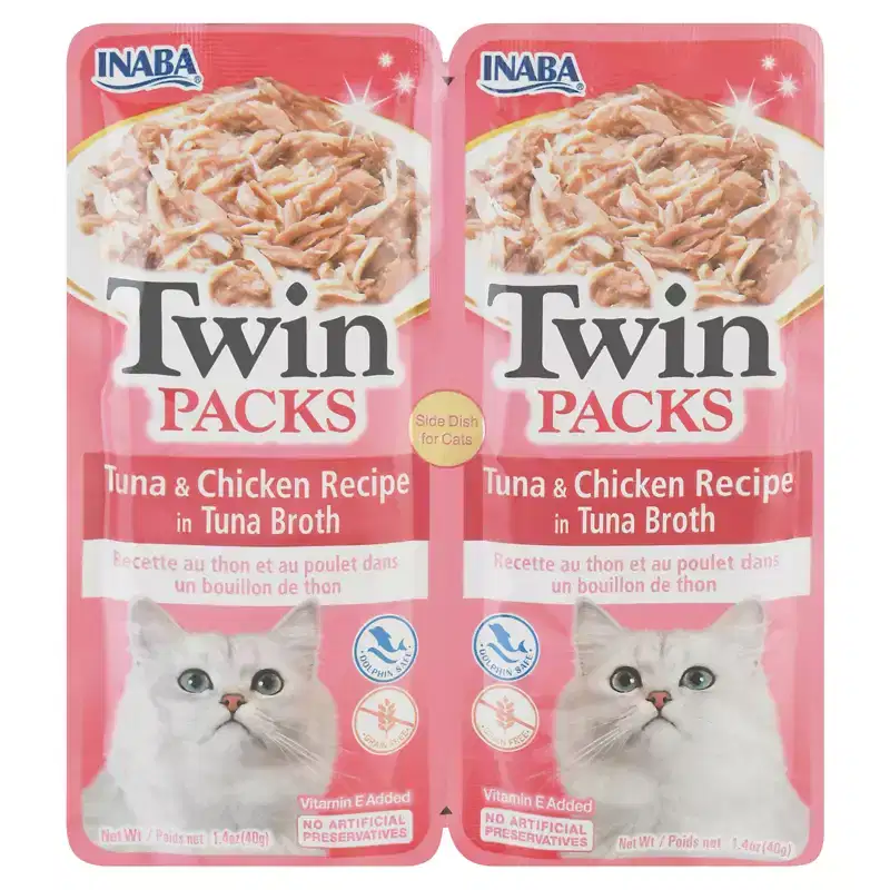 Inaba Tuna and Chicken Recipe in Tuna Broth Cat Food Twin Pack - Case of 8/2.8 oz