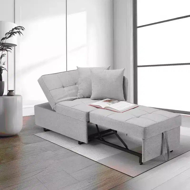 Erommy 3-in-1 Sleeper Sofa Chair Bed , 5-position Adjustable Backrest Pull Out Sofa Bed with Faux Linen Sofa Fabric