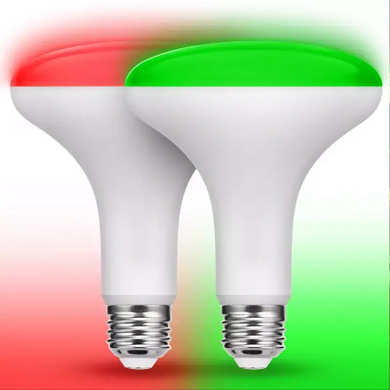 YANSUN 65-Watt Equivalent Red and Green BR30 LED Non-Dimmable White Frosted Bulbs BR30 LED Light Bulbs (2-Pack)
