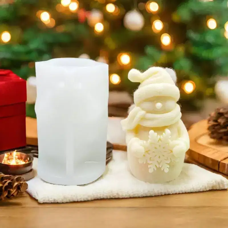 JDICTION Silicone Snowman & Flower Christmas Tree Candle Mold - Fits Aromatic Wax/Epoxy Resin Casting, Great Gift for Home Holiday Use
