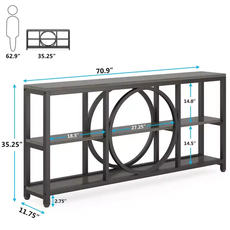 Lantine 70.9 inches 3-Tier Extra Long Console Table