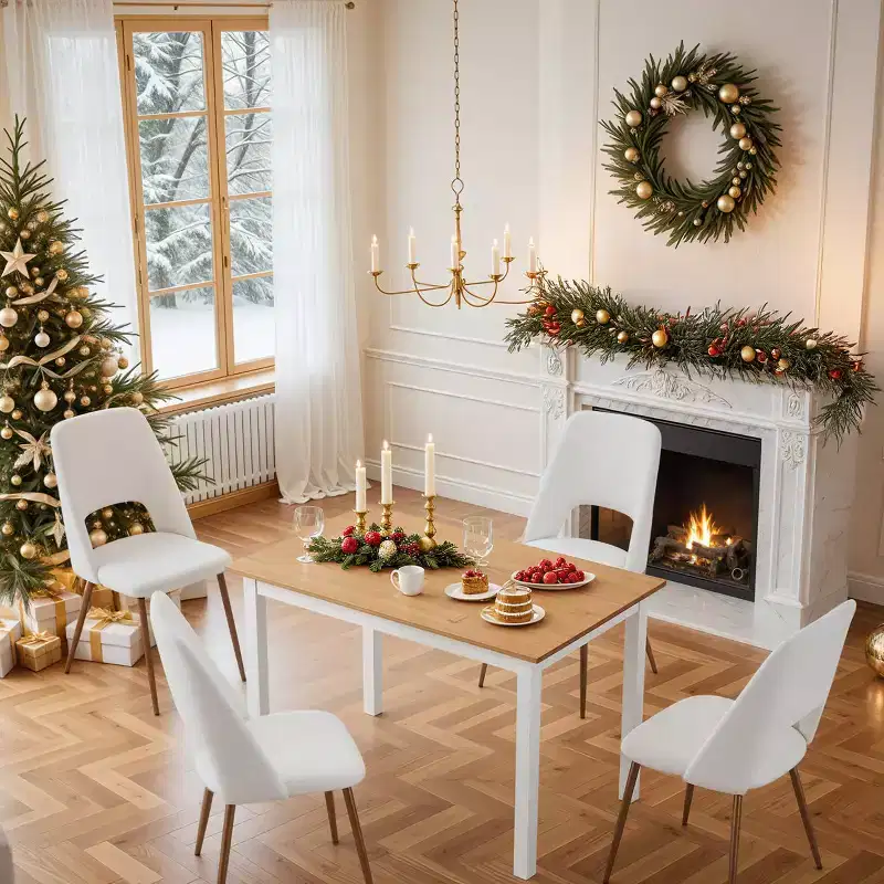 EROMMY Solid Pine Wood Dining Table
