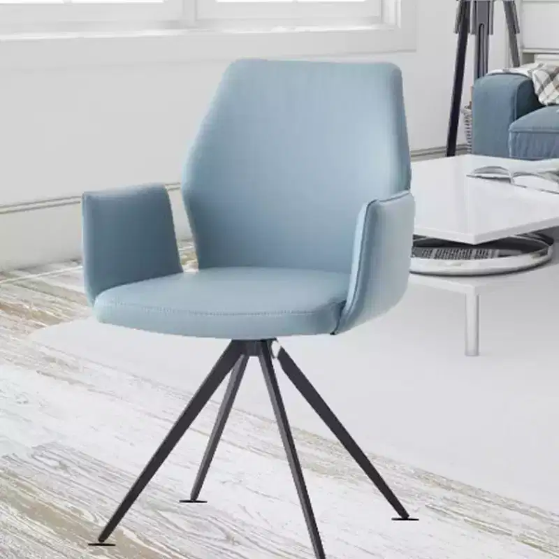 24 Segismunda Accent Chair Light Blue Leather/Black Finish - Acme Furniture