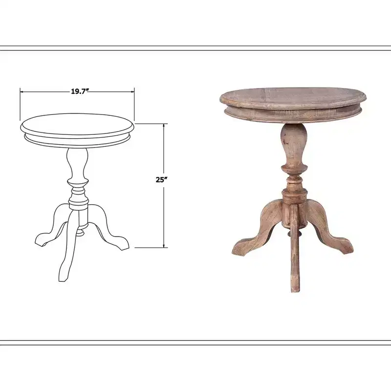 East at Main 25" Promenade Round Side Table Tan