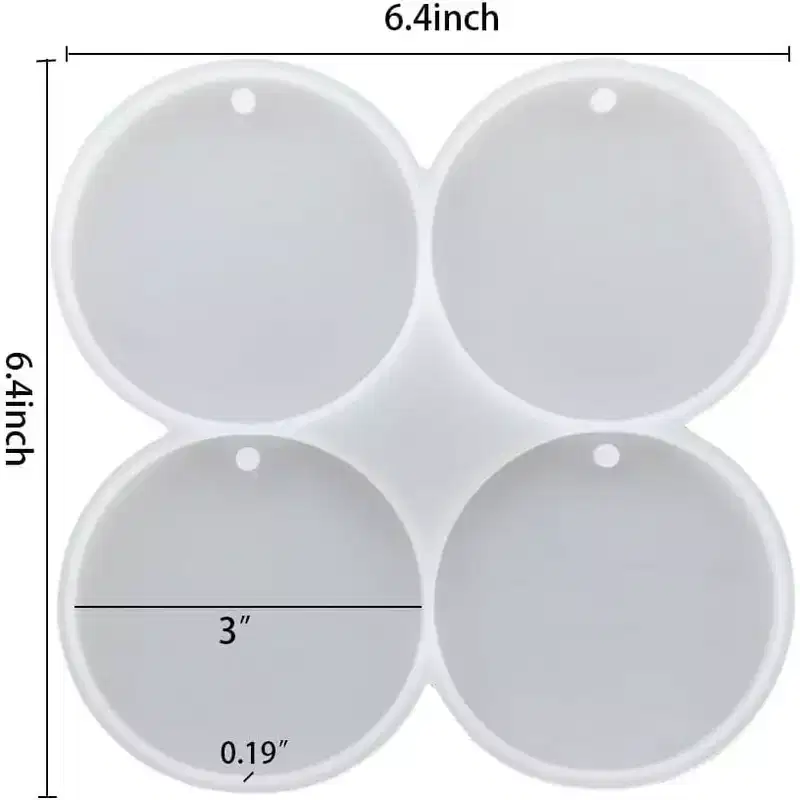 JDICTION 4-Cavity Christmas Ornament Resin Molds with Hole Round Silicone Coaster Molds for Epoxy Crafts and Tree Decorations