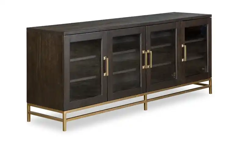 70 Modern Solid Wood TV Stand with Storage and Cable Management for TVs up to 75 - Coffee