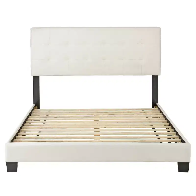 Queen Faux Leather Platform Bed White