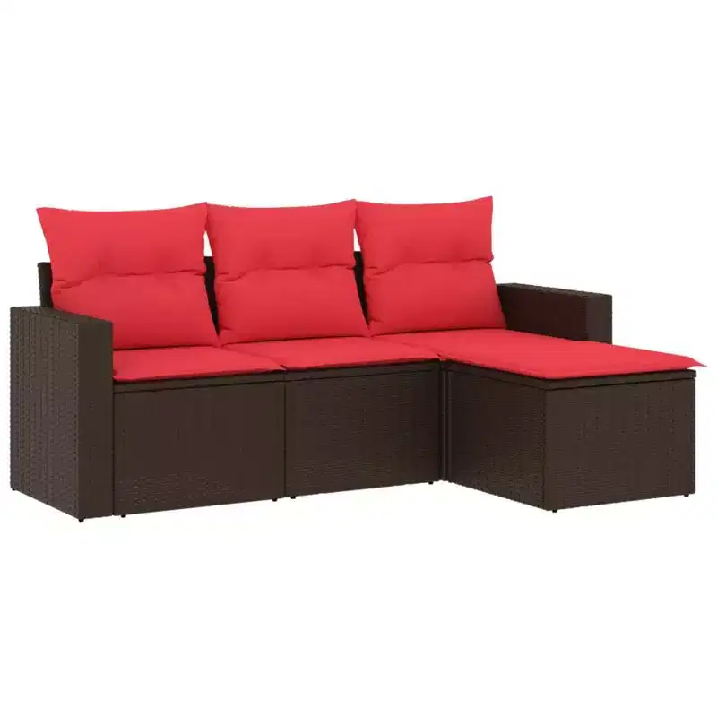 vidaXL 4 Piece Patio Sofa Set with Cushions Poly Rattan
