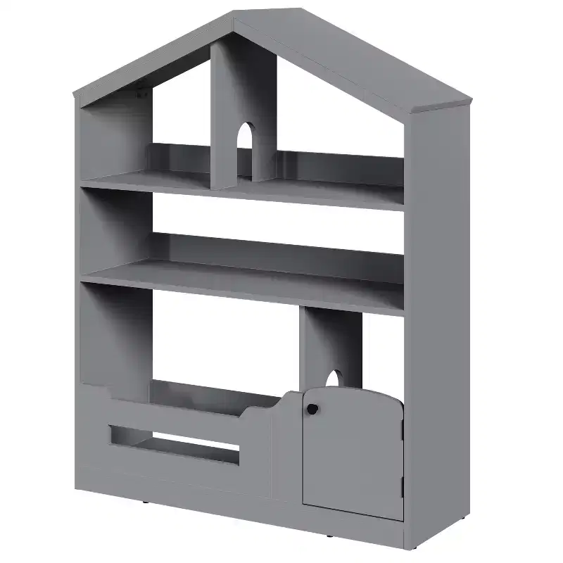 36.6 Wide Wooden Bookcase and Toy Storage with Toy Storage, Anti-Tip Device and Motion Sensor Light for Nursery, Playroom & Bedroom