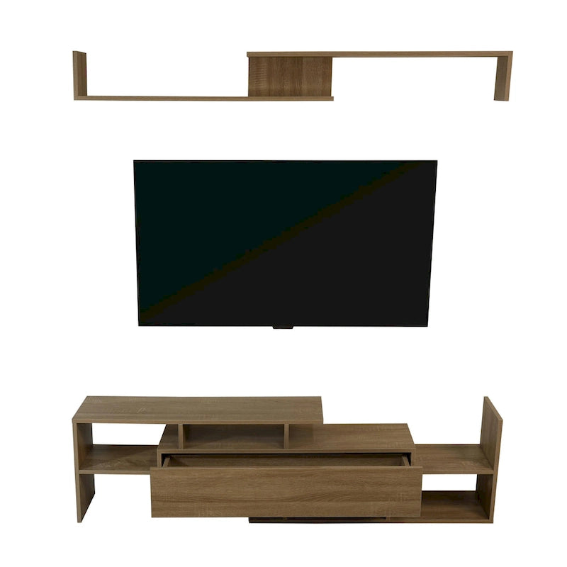Surrey 60.2 2 Pc 1-Drawer Floating TV Stand Media Console with Open Shelves
