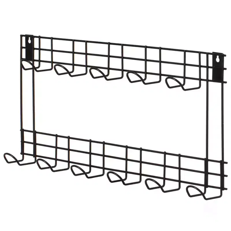 Wall Mount Garden Tool Storage Rack with Hooks, Black