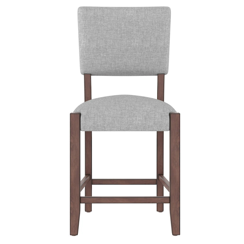 Mid Century Modern Bar Stools Set of 4,Counter Stools with Back,Linen Upholstered Barstools with Solid Wood Legs Bar Chairs