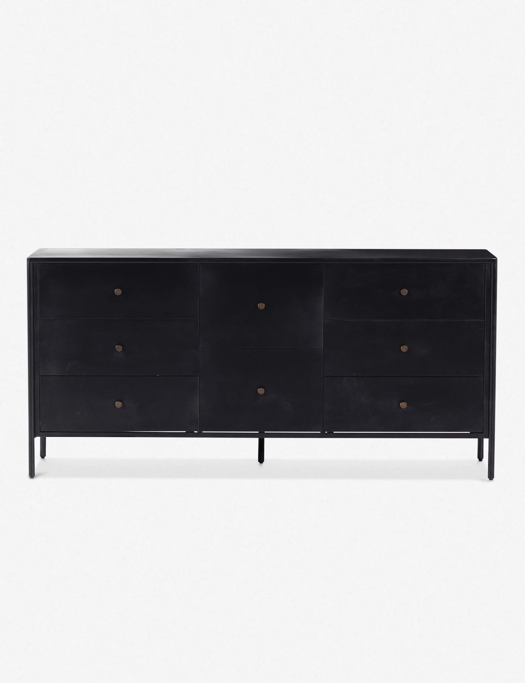 8-Drawer Dresser - Black-finished iron set in a refined profile and fitted with bronzed iron hardware to evoke a clean, polished industrial look with