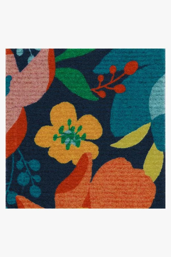 Summer Floral Washable Doormat with Multicolor Flower Pattern for Entryway & Porch