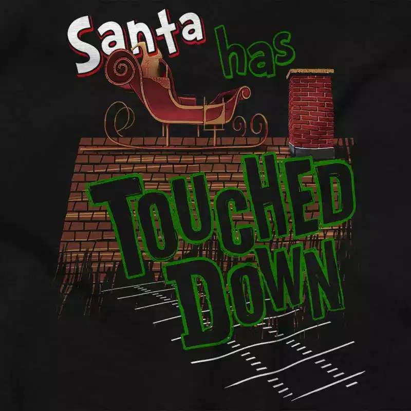 Funny Christmas Santa Touched Down Graphic T Shirt Men or Women Brisco Brands