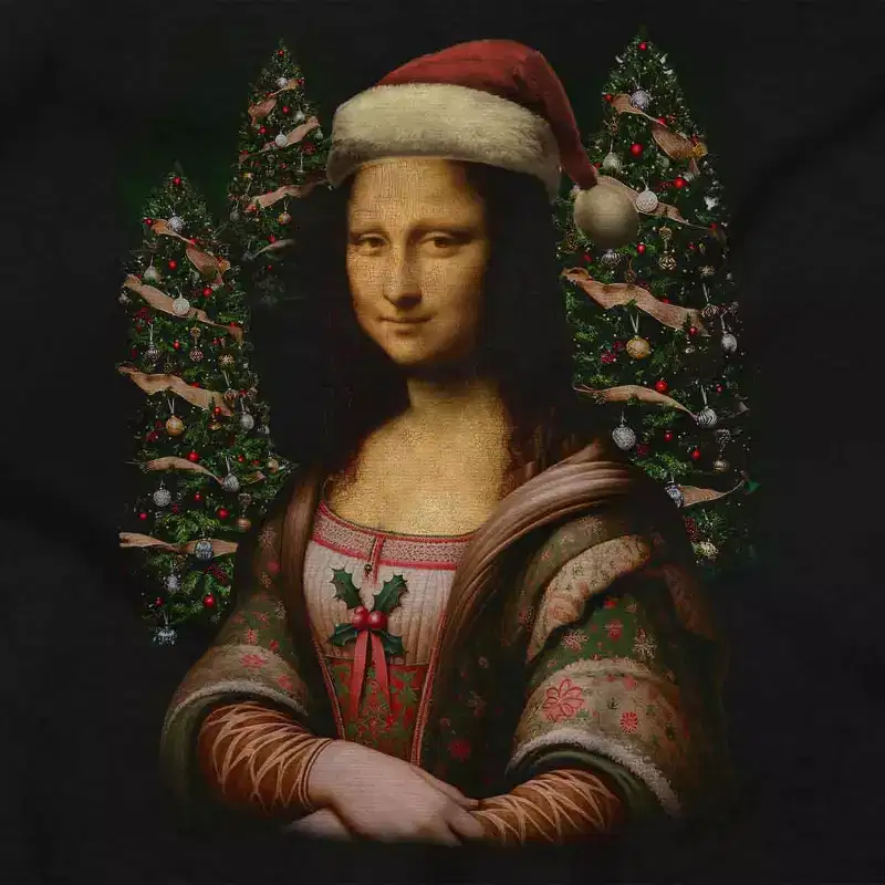 Christmas Mona Lisa Santa Claus Hoodie Sweatshirt Women Men Brisco Brands
