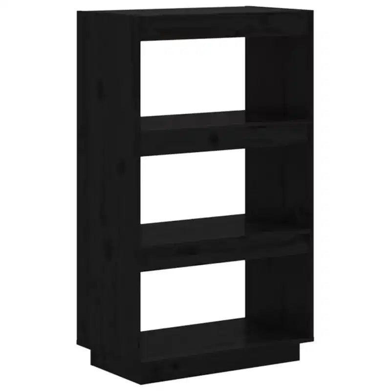 Book Cabinet Black Solid Pine Wood Medium Book Cabinet