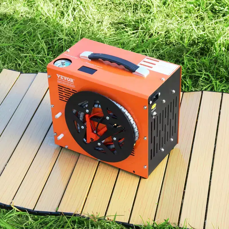 VEVOR PCP Air Compressor,4500PSI/30Mpa Portable PCP Airgun Compressor with Built-in Power Converter,Auto-Stop | DC12V/AC120V | Oil & Water-Free,Orange