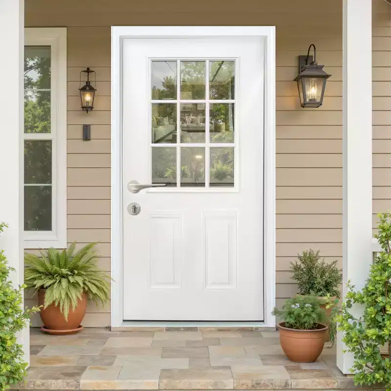 PexFix 36x80 6-Lite 2-Panel Fiberglass Composite Door White Right Hand Inswing Entrance Door Exterior Front Entry Doors With 4-9/16 Frame
