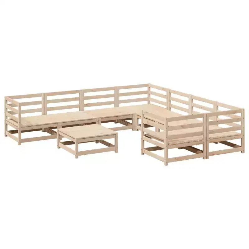 vidaXL 9 Piece Patio Sofa Set Solid Wood Pine
