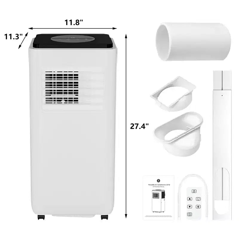 GustoWave 10000 BTU Portable Air Conditioner for Room up to 450 Sq. Ft. with 24H Timer, Sleep Mode, Black Top
