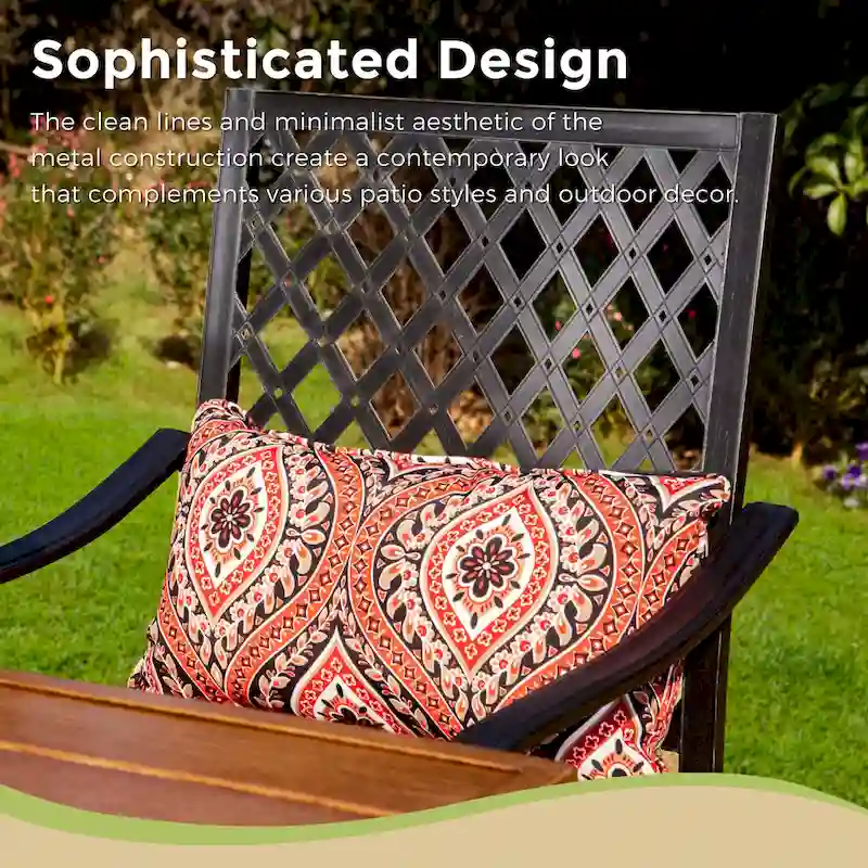 Outdoor Swivel Metal Cushioned Bar Height Patio Chairs Set of 4