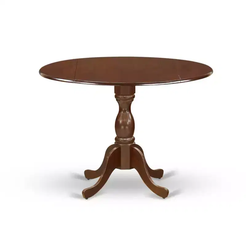 5-Piece Mahogany Finish Solid Wood Top Dining Table with 4 Upholstered Chairs with Drop Leaf