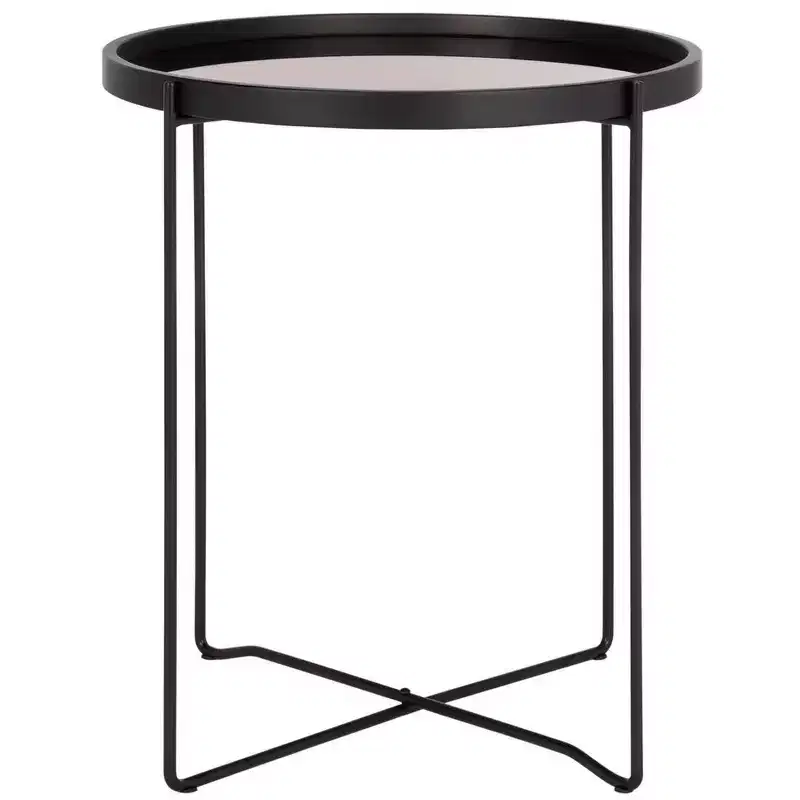 Ruby Small Round Tray Top Accent Table - ACC4206A - Rose Gold/Black - Safavieh