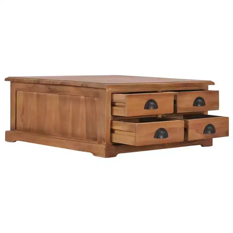 vidaXL Coffee Table 26.8x26.7x11.8 Solid Teak Wood