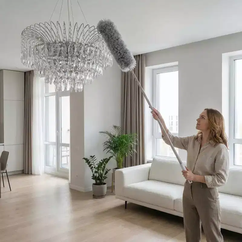Long Reach Bendable Duster  Extendable Pole Cleaning Tool with Flexible Head for Ceiling Fans, Blinds, Furniture & Car Detailing, Gray