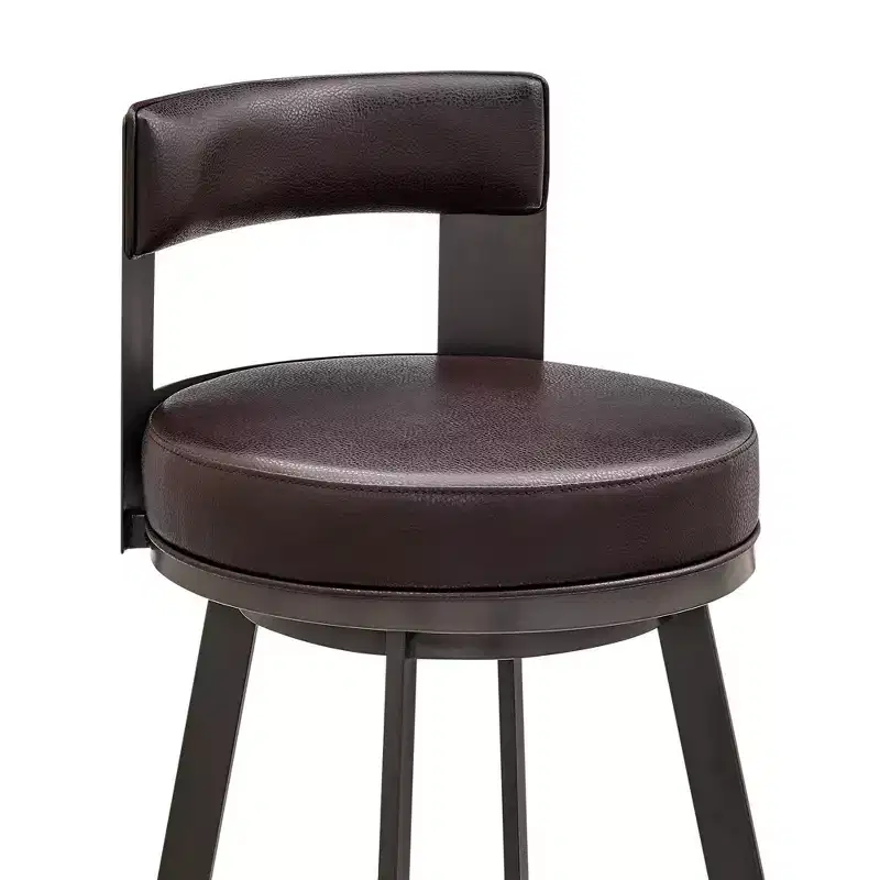 Armen Living 26 Flynn Metal with Faux Leather Swivel Counter Height Barstool