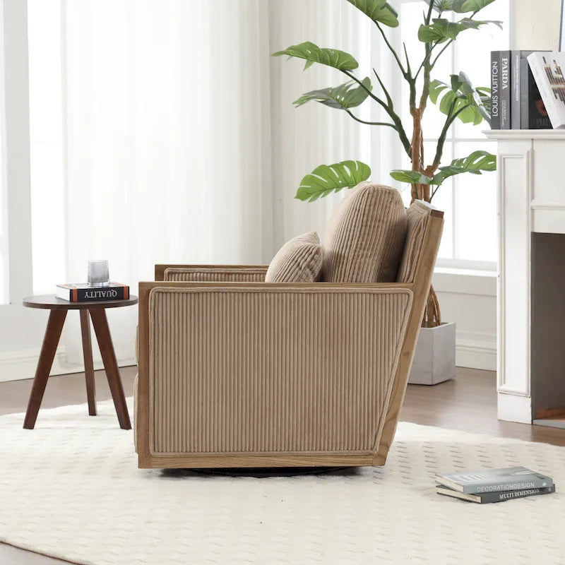 360° Swivel Barrel Accent Chair | Hardwood Frame | Foam Cushion | 300 lb | 26.77H