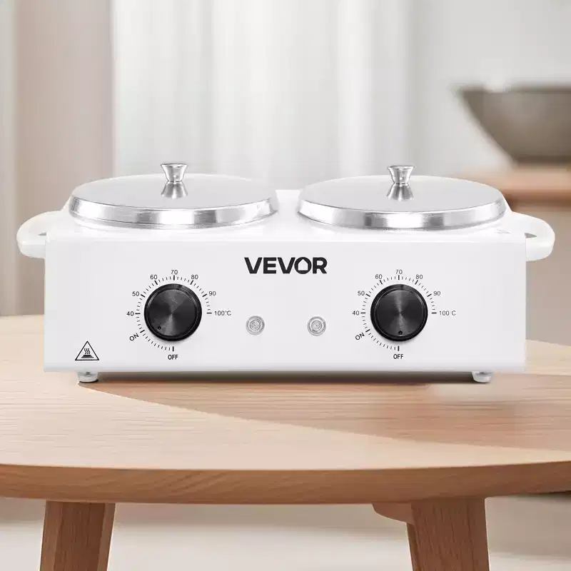 VEVOR Double Wax Warmer, 1200ML Professional Dual Wax Warmer for Hair Removal, 32  - 212 Adjustable Electric Waxing Heater Pot, White