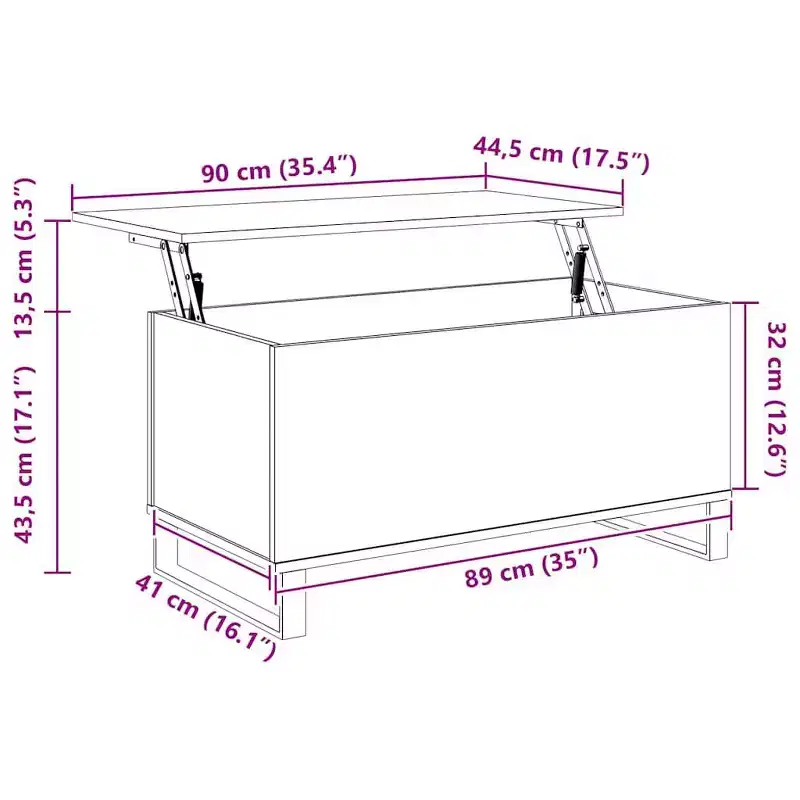 vidaXL Coffee Table White Engineered Wood, Metal Medium Coffee Table