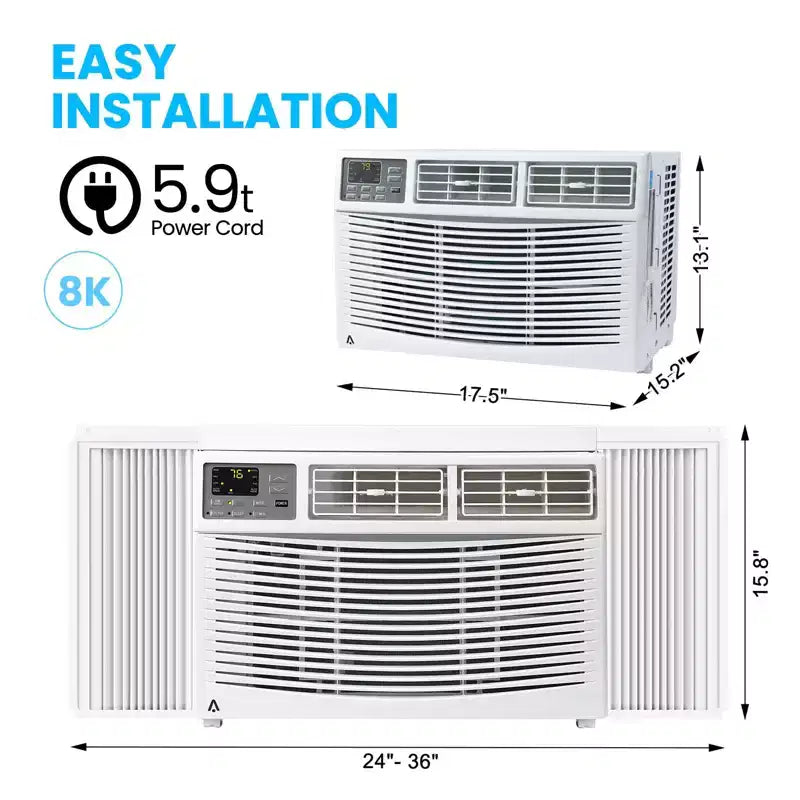 8000 BTU Window Air Conditioner, Ultra Quiet Air Conditioner Window Unit for Rooms Up to 350 Sq. Ft