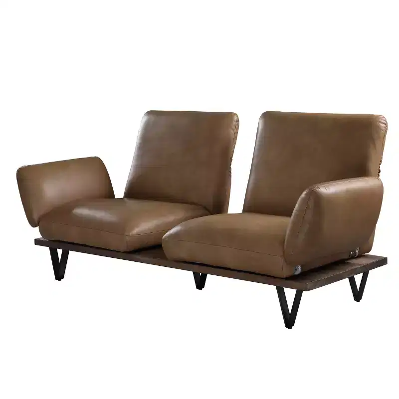 88 Narech Sofa with Swivel Nutmeg Top Grain Leather - Acme Furniture: Includes 2 Accent Pillows, Wood Frame