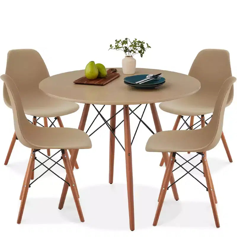 Best Choice Products 5-Piece Compact Mid-Century Modern Dining Set w/ 4 Chairs, Wooden Legs