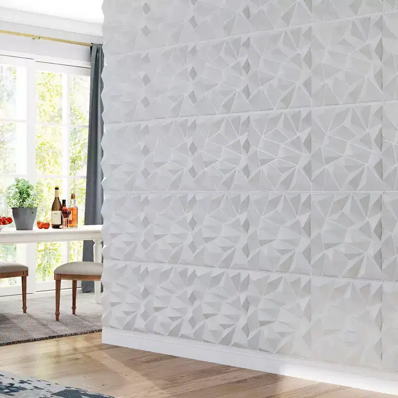 Costway 20/40 Pack 3D Wall Panels PVC Diamond Textured Wall Tiles for DIY Painting Cutting White/Black