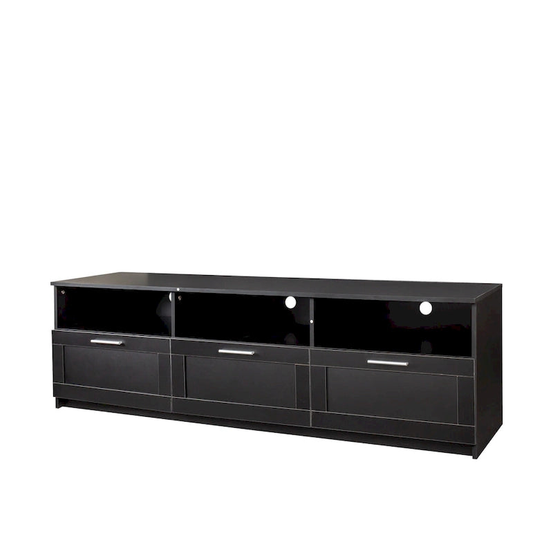 70.87 TV Stand | 3 Open Shelves & 3 Drawers | Black | High-Density Board | Fits 80 TV